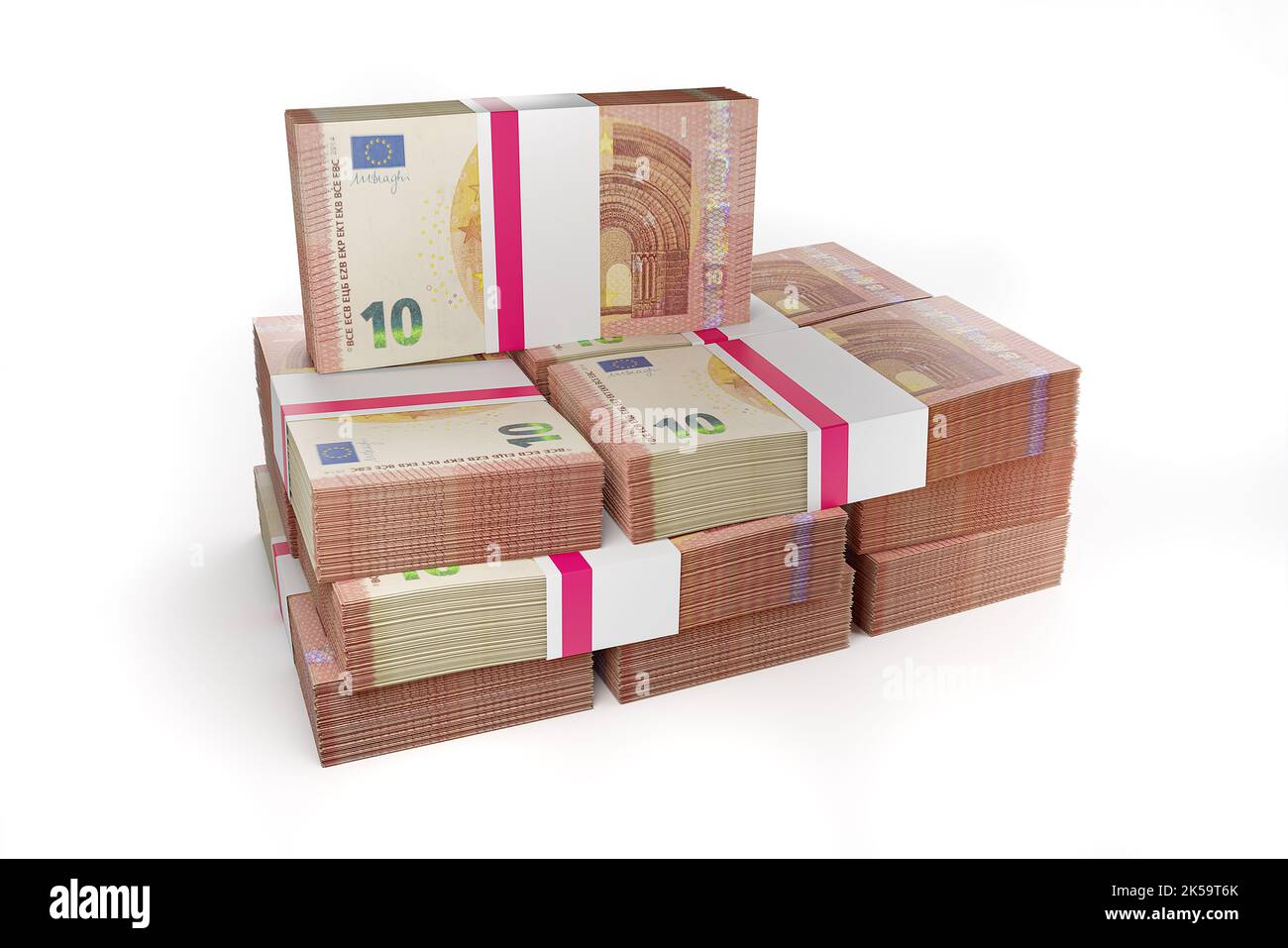 Stapel von Bündeln von 10 Euro-Scheine Hintergrund Stapel von 10 Euro-Banknoten zehn Euro Stockfoto