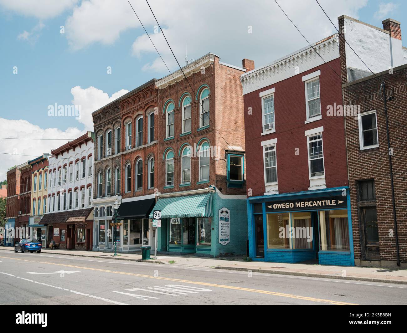 Straßenszene mit schöner Architektur, Owego, New York Stockfoto