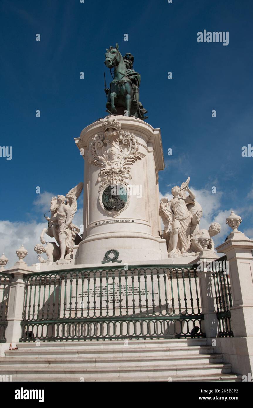 Statue von König Jose 1, Praca de Commercio, Lissabon, Portugal Stockfoto