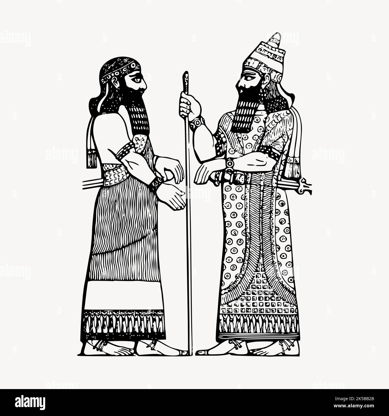 Assyrische Könige Zeichnung, Illustration Vektor. Stock Vektor