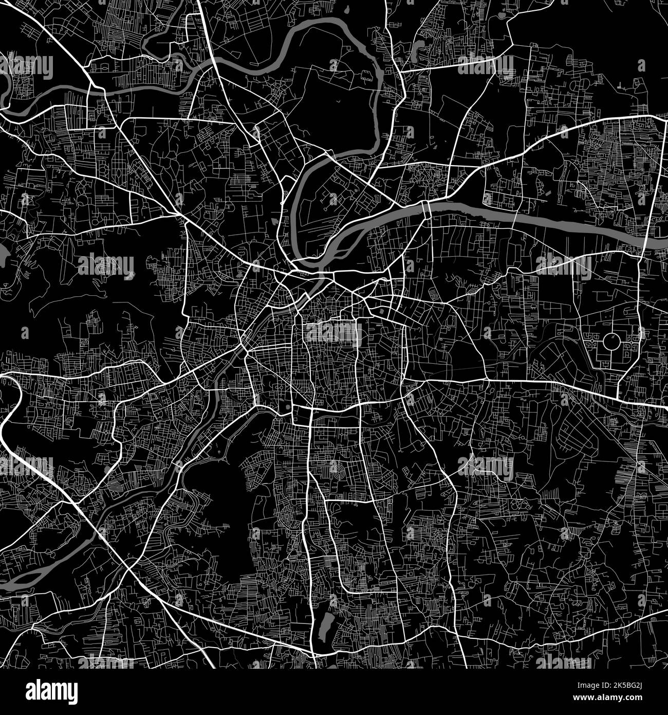 Stadtplan von Pune. Urbanes Schwarz-Weiß-Poster. Straßenkarte mit Ansicht der Metropolregion. Stock Vektor
