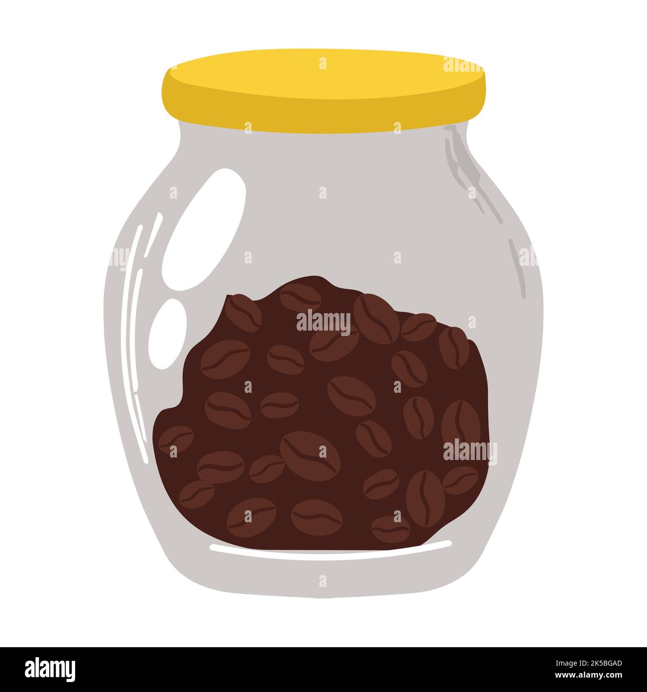 Glas aus transparentem Glas mit Instant-Kaffee. Vektorgrafik. Verpackungssammlung Stock Vektor