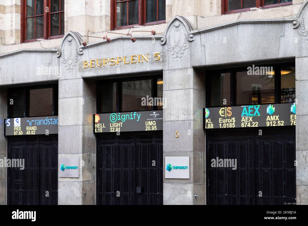 Die Amsterdamer Börse, eine der ältesten Finanzbörsen der Welt und die größte Börse in Europa. Stockfoto