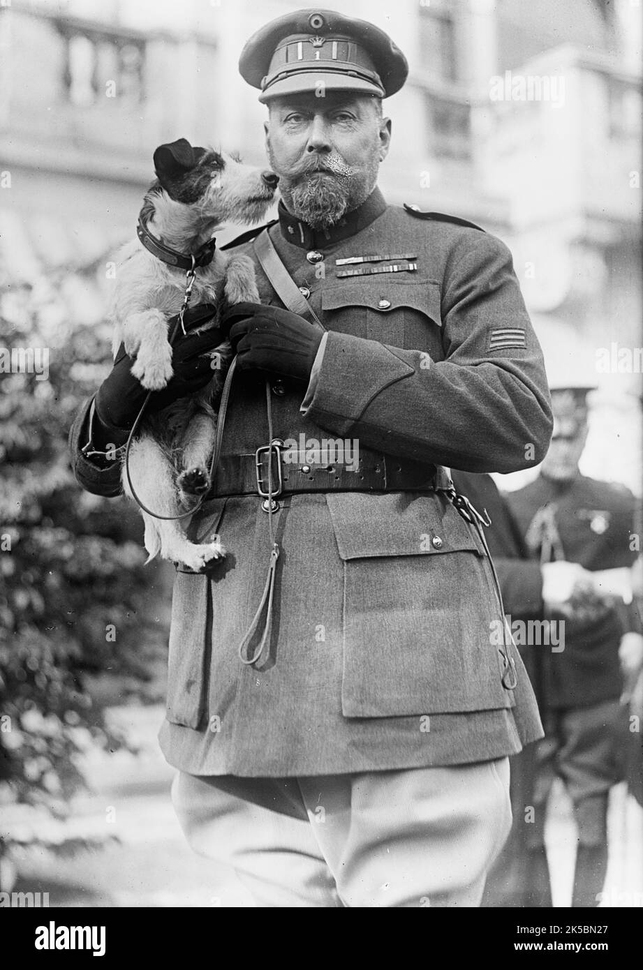 Belgische Mission bei US-Maj. Leon Osterreith, Washington DC, 1917. Erster Weltkrieg: Belgischer Militäroffizier bei Treffen von Diplomaten, Politikern und Militärpersonal. Stockfoto