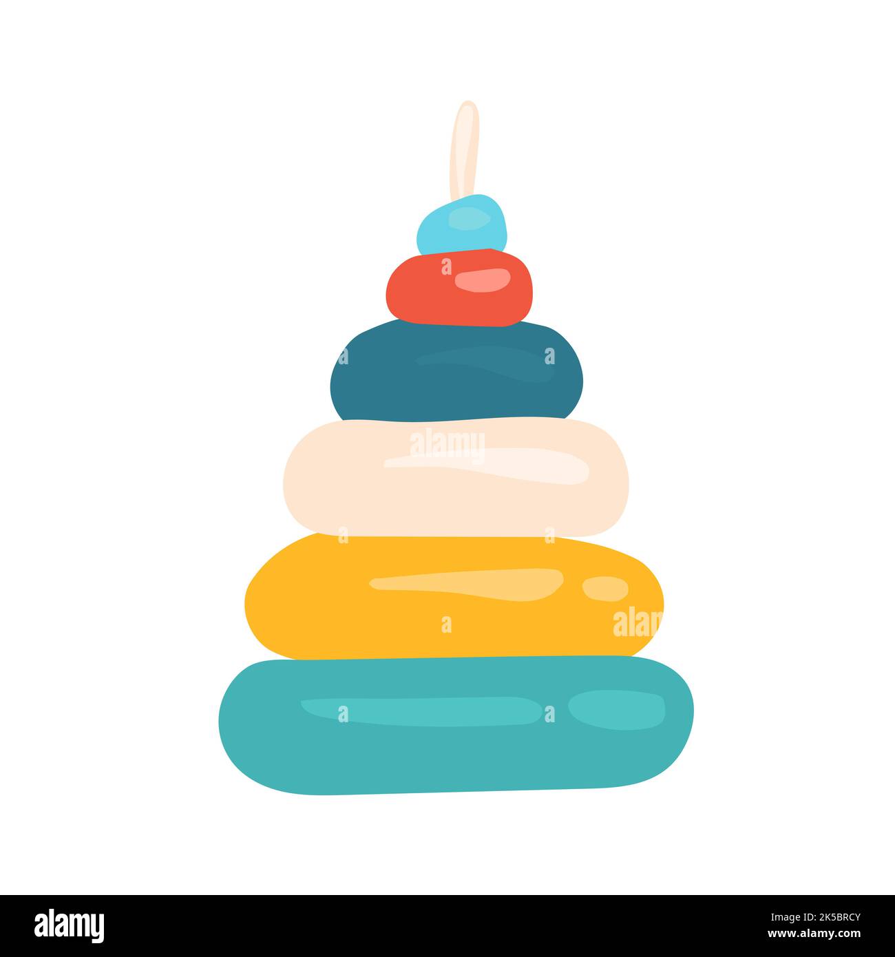 Kinder s Spielzeug Pyramide Vektor Illustration isoliert auf weiß. Stock Vektor