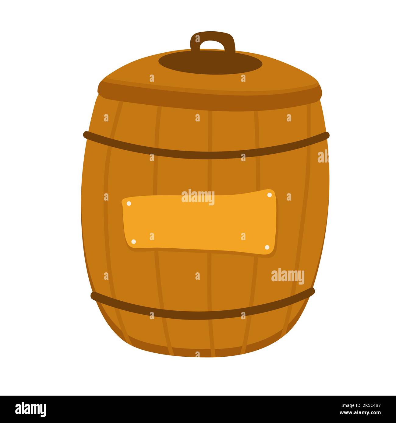 Alkoholfass, Getränkebehälter, Holzfass-Symbol isoliert auf weißem Hintergrund. Fass für Wein, Rum, Bier oder Schießpulver. Vektorgrafik Stock Vektor