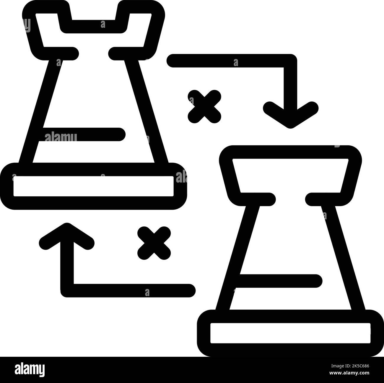 Taktisches Schachsymbol skizziert Vektor. Online-Spiel. Design-Wette Stock Vektor