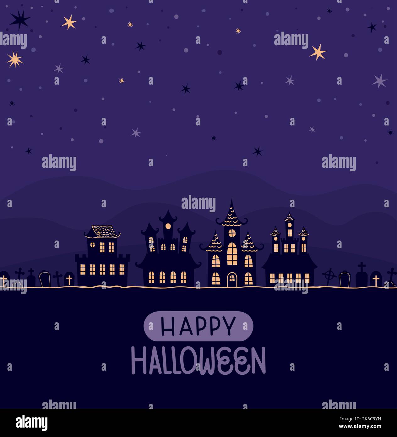 halloween-Karte mit Friedhofs Stock Vektor