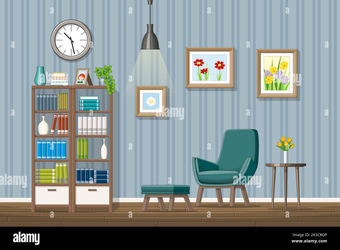 Illustration der Innenausstattung aus einem modernen Wohnzimmer Stockfoto