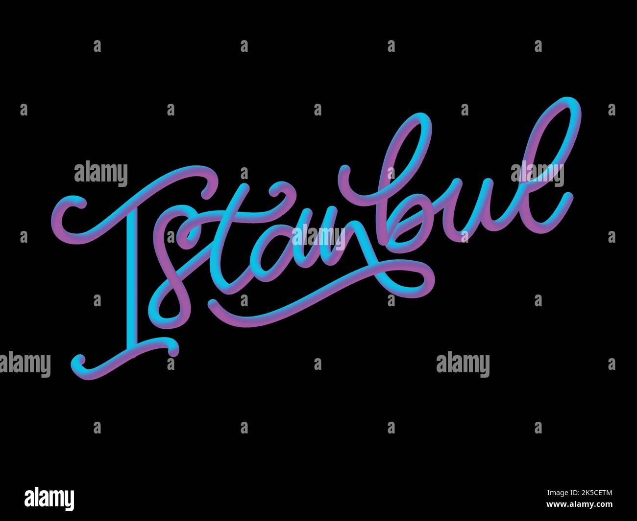 Istanbul. Handbeschriftetem Text. Vektor-Logo von Istanbul in schwarzer Farbe mit Möwen auf weißem Hintergrund. Souvenir-Produkte, Banner-Emblem, Reise-Blog Stock Vektor