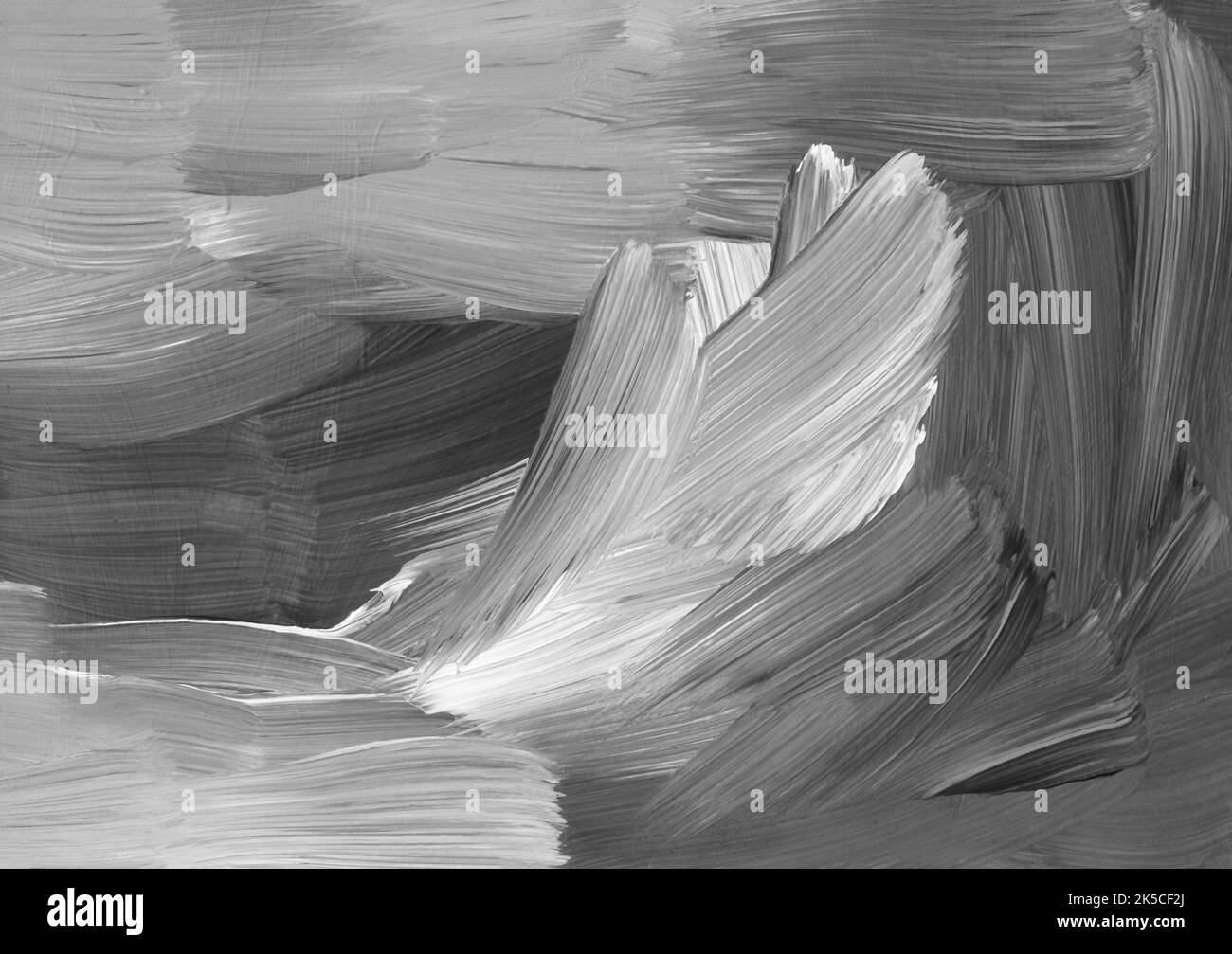 Abstrakter schwarz-weißer Hintergrund. Pinselstriche auf Papier. Ruhige monochrome Malerei. Zeitgenössische Kunst Stockfoto