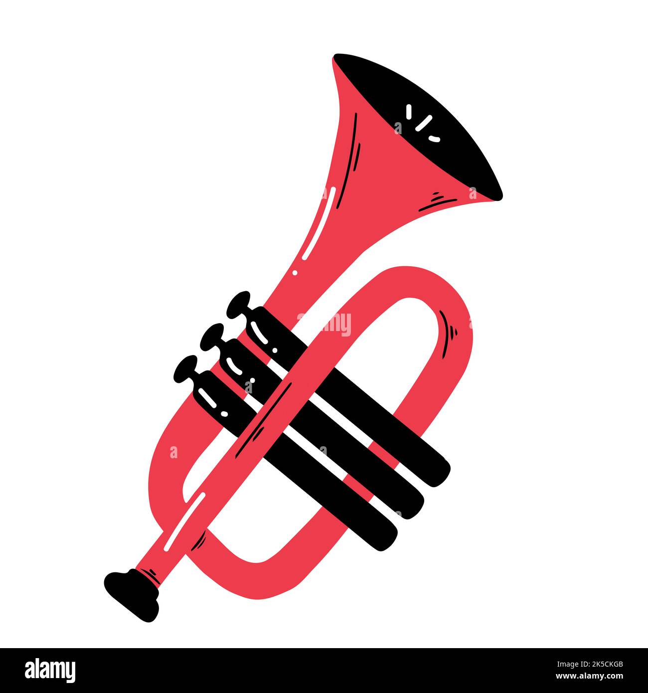 Symbol für Trompetenvektor isoliert. Trompete Emoji-Illustration. Trompetenvektor isoliertes Emoticon Stock Vektor