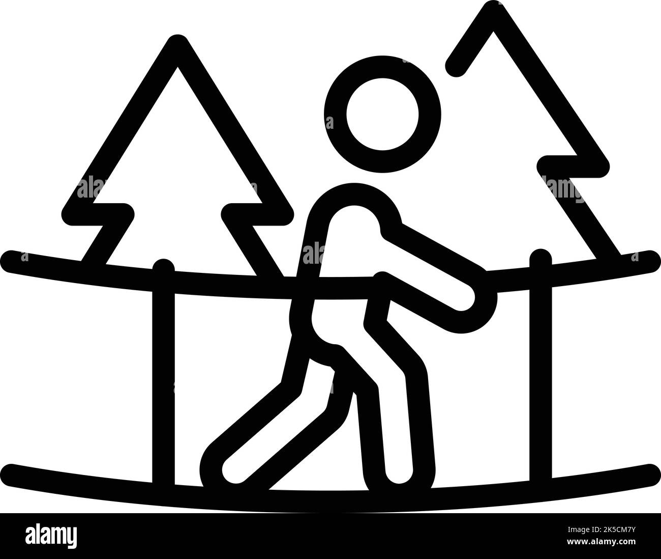 Vektor der Kontur des Symbols „Kletterliniensymbole“. Seilpark. Waldsport Stock Vektor