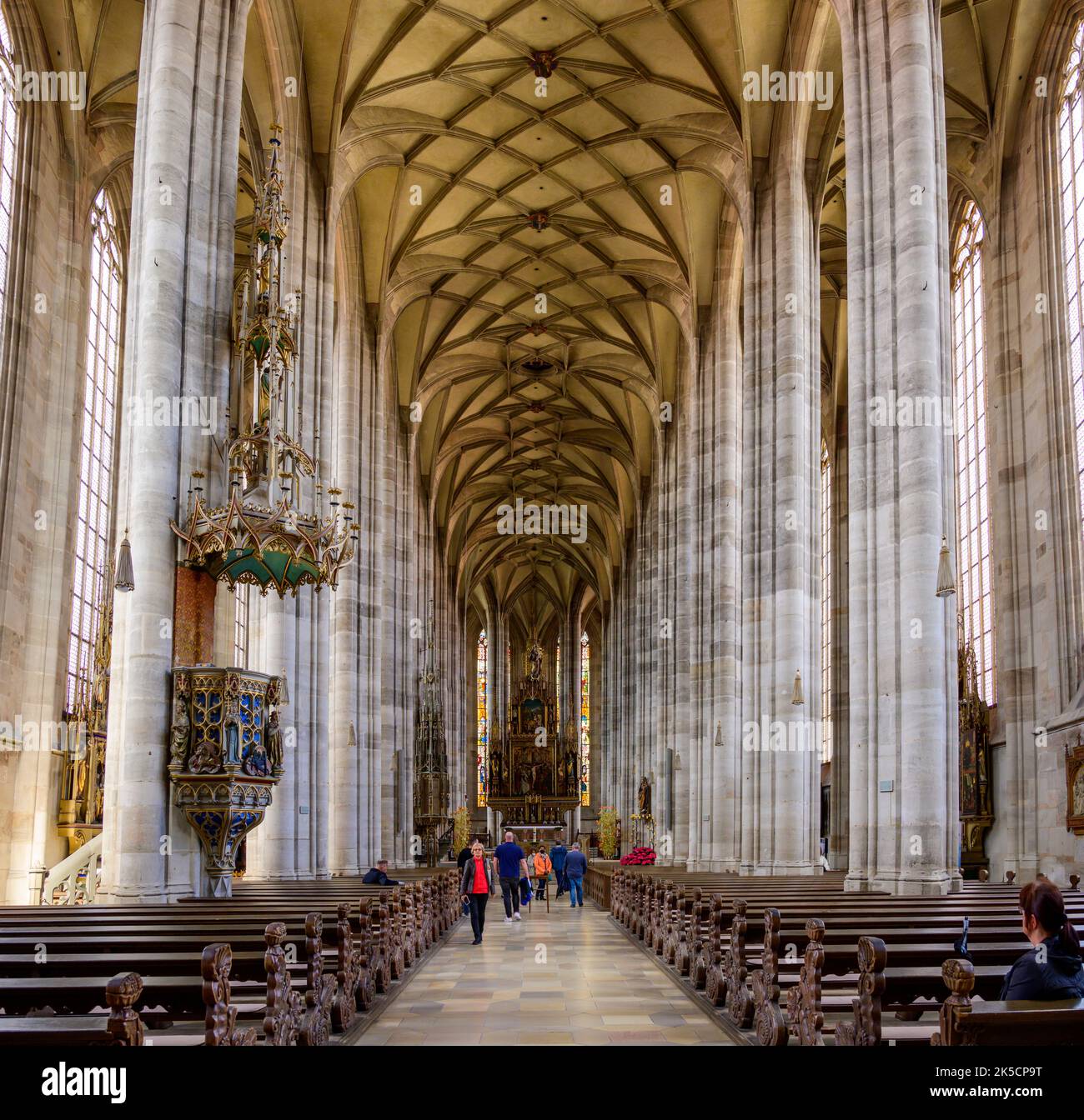 Deutschland, Bayern, Dinkelsbühl, katholische Pfarrkirche St. Georg. Stockfoto