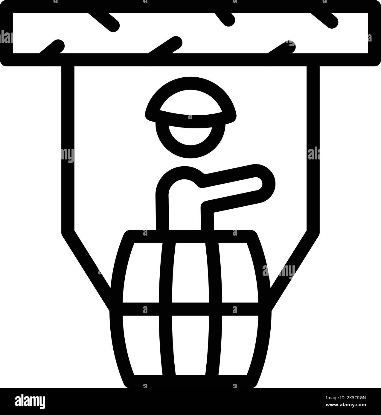 Umrissvektor für das Symbol „Seilpark“. Klettert auf den Baum. Abenteuersport Stock Vektor