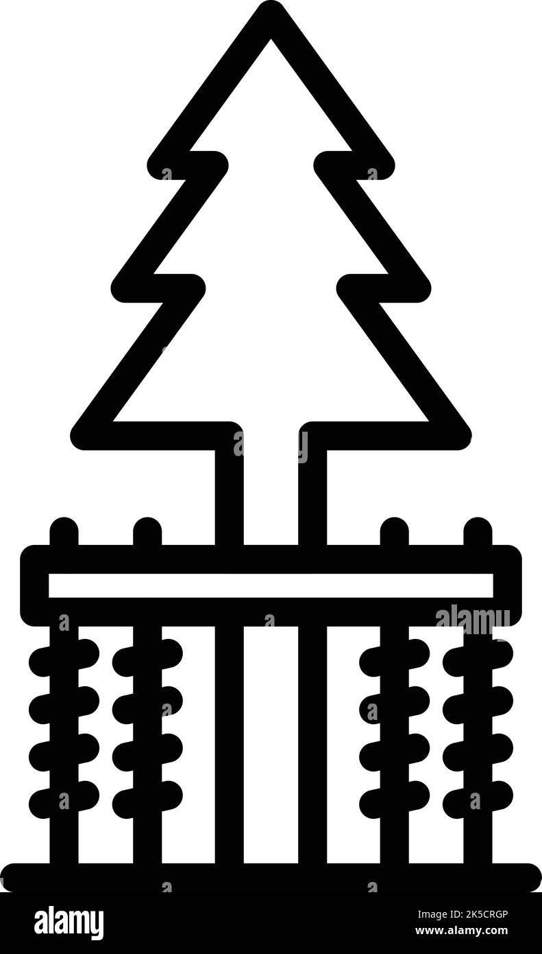Vektor der Umrissdarstellung des Fichtenbaum-Seilparks. Abenteuersport. Seilkletterei Stock Vektor