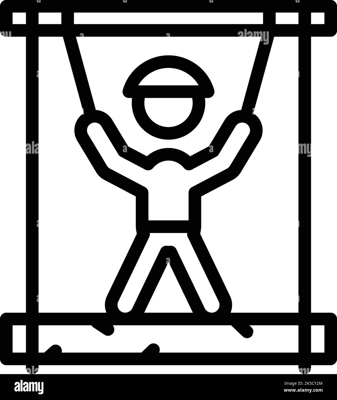 Umrissvektor für das Symbol für die Baumstruktur des Seilparks. Extremsport. Waldleiter Stock Vektor