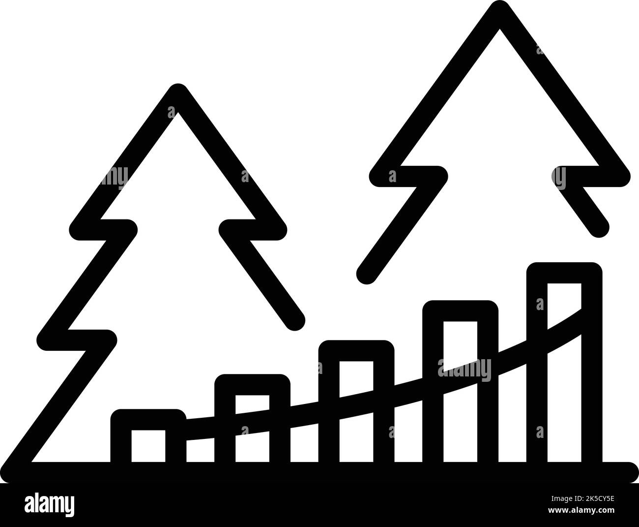 Skizze für Tannenbaum-Zipline-Symbol. Seilpark. Sport extrem Stock Vektor