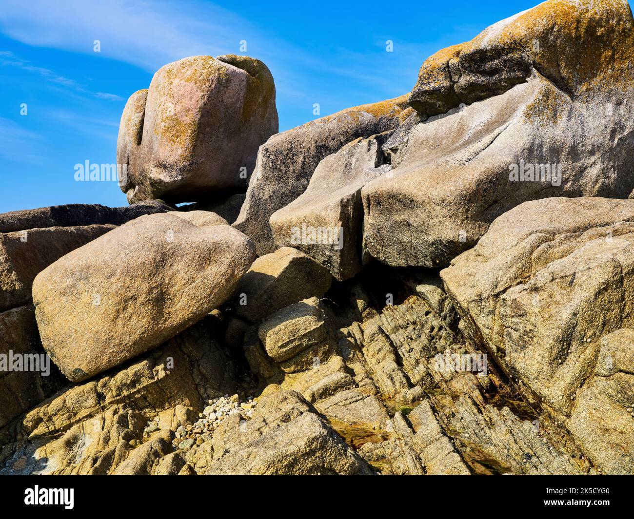 An der Atlantikküste bei Plouescat, Bretagne, Frankreich Stockfoto