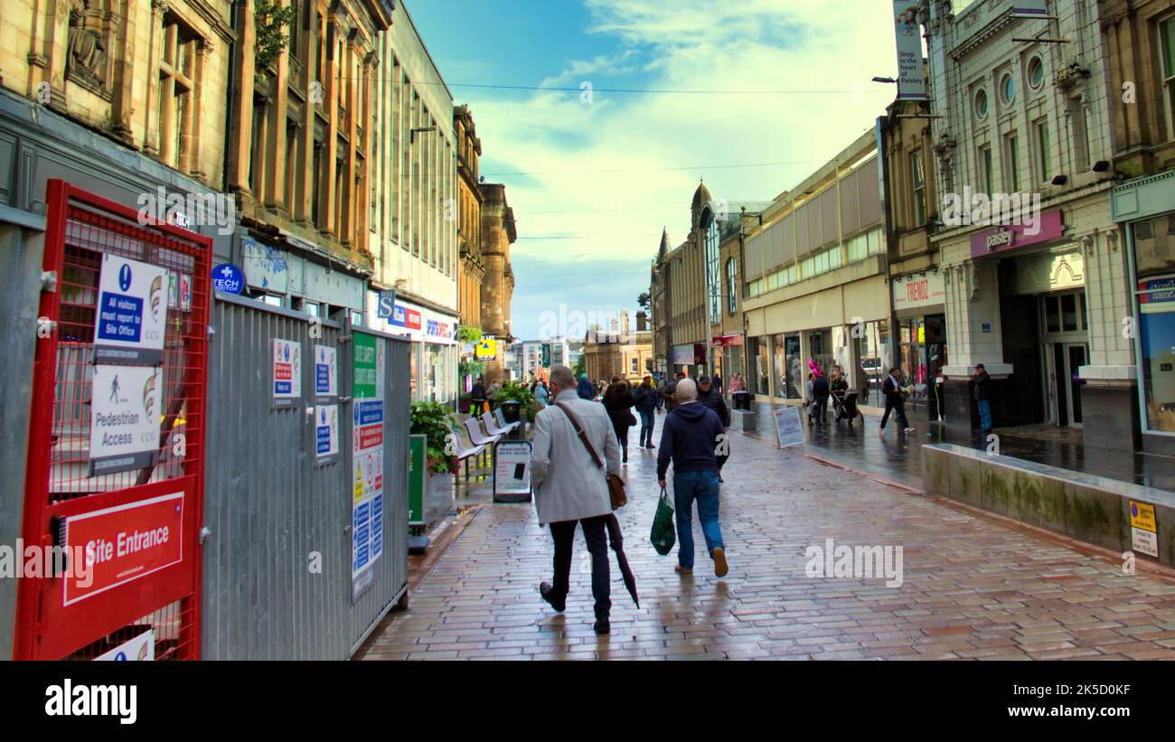 Zentrum der Stadt Shopping Paisley High Street Paisley, Schottland, Großbritannien Stockfoto