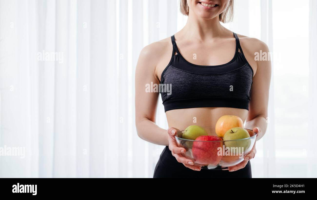 Gesunde Ernährung sportliche Frau Fitness Ernährung Stockfoto