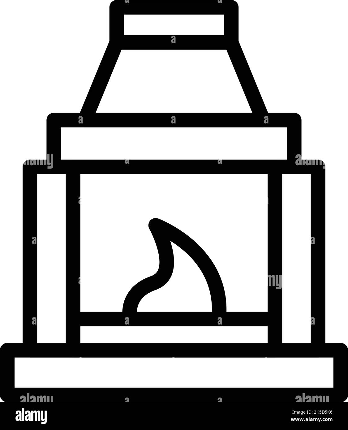 Holz Kamin Symbol Umriss Vektor. Brennender Ofen. Industrieheizung Stock Vektor