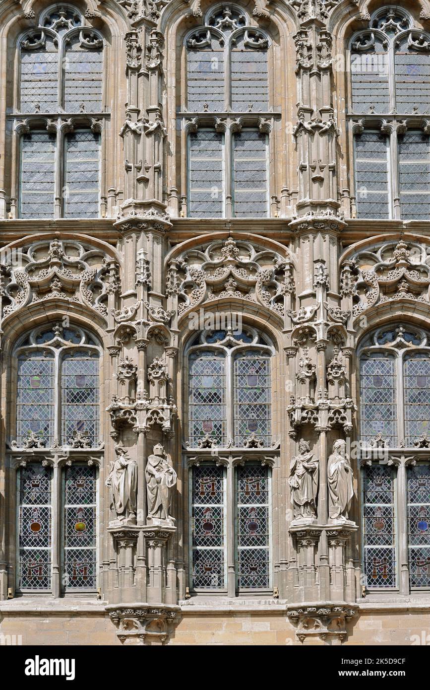 Rathaus, Fassade mit Statuen, Gent, Ostflandern, Flandern, Belgien Stockfoto