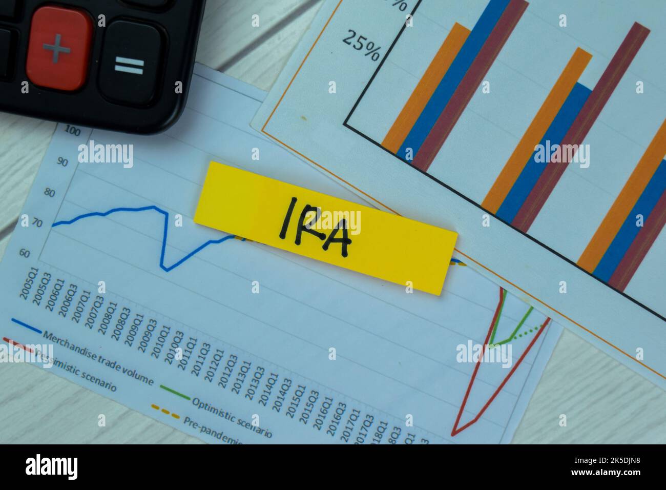 Konzept der IRA Schreiben Sie auf Haftnotizen isoliert auf Holztisch. Stockfoto Konzept der IRA Schreiben Sie auf Haftnotizen isoliert auf Holztisch. Stockfoto