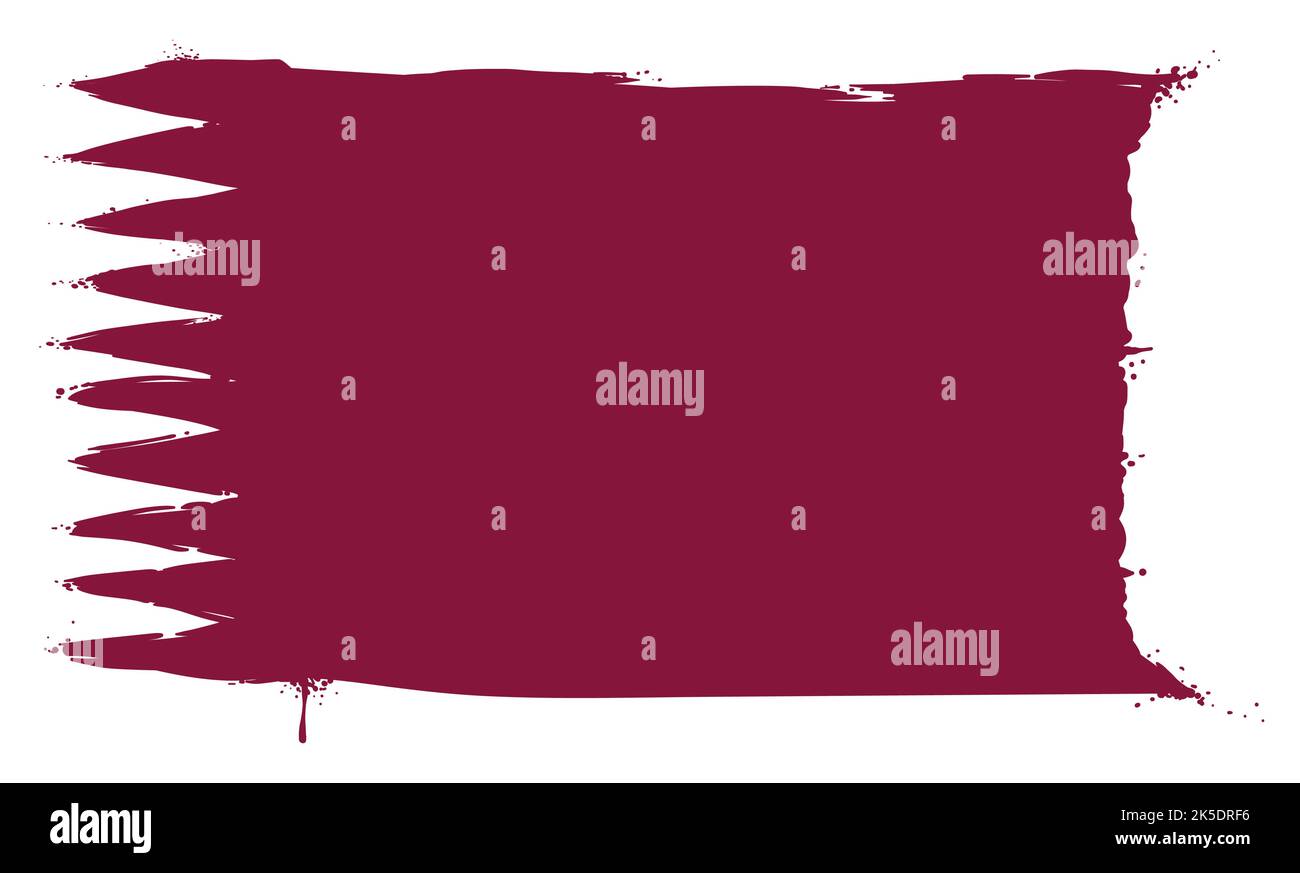Kastanienbraune Farbe mit gezackter Form wie die Flagge von Katar im Street Art-Stil auf weißem Hintergrund. Stock Vektor