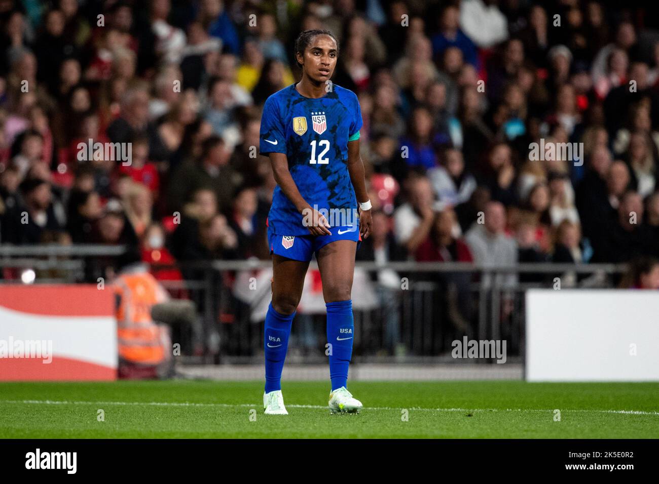 London, Großbritannien. 07. Oktober 2022. Naomi Girma (12 USA) während des Freundschaftsspiels zwischen England und den USA im Wembley Stadium in London, England. (Liam Asman/SPP) Quelle: SPP Sport Press Photo. /Alamy Live News Stockfoto