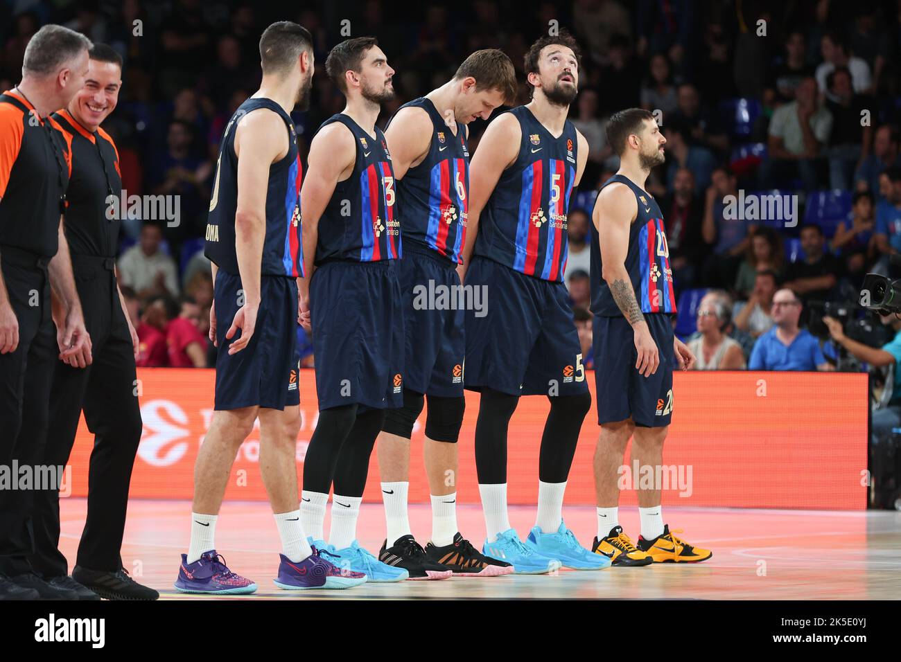 Barcelona, Spanien. 07.. Oktober 2022. Spieler des FC Barcelona während des Euroleague-Spiels von Turkish Airlines zwischen dem FC Barcelona und Olympiacos Piraeus im Palau Blaugrana in Barcelona, Spanien. Bild: DAX Images/Alamy Live News Stockfoto