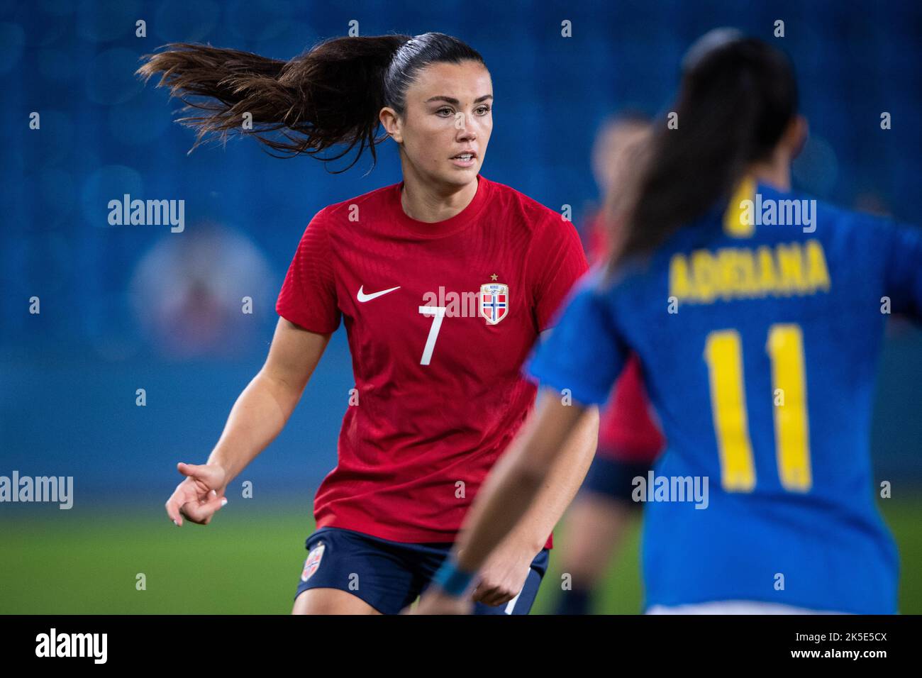 Oslo, Norwegen. 07. Oktober 2022. Ingrid Engen (7) aus Norwegen während der Freundschaften zwischen Norwegen und Brasilien im Ullevaal Stadion in Oslo. (Foto: Gonzales Photo/Alamy Live News Stockfoto