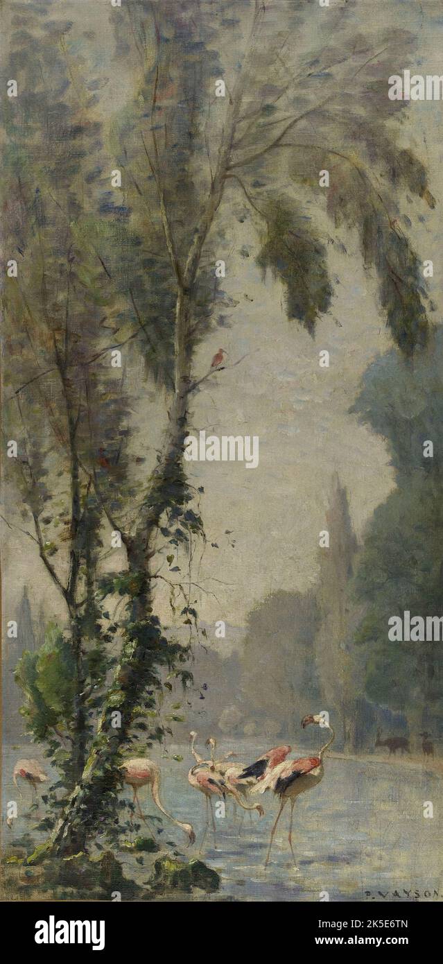 Skizze für den Escalier des fêtes auf der Hôtel de Ville, Paris : der Jardin d'Acclimatation, um 1891. Park im Bois de Boulogne. (Esquisse pour l'escalier des fêtes de l'Hôtel de Ville de Paris : Le jardin d'Acclimatation). Stockfoto