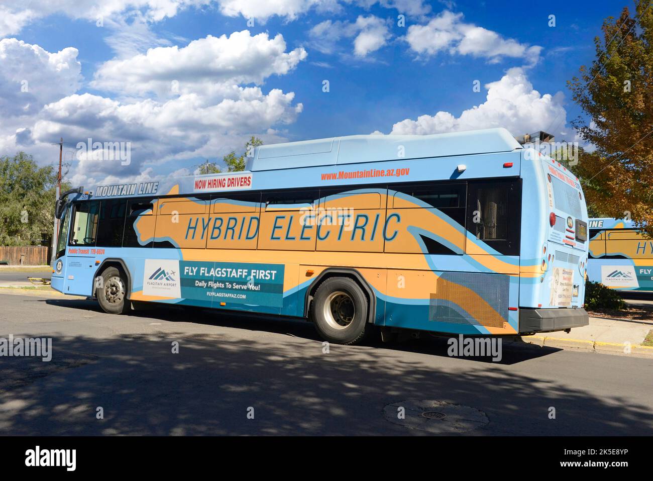 Hybrid Electric Bus für den öffentlichen Nahverkehr in Flagstaff, AZ Stockfoto