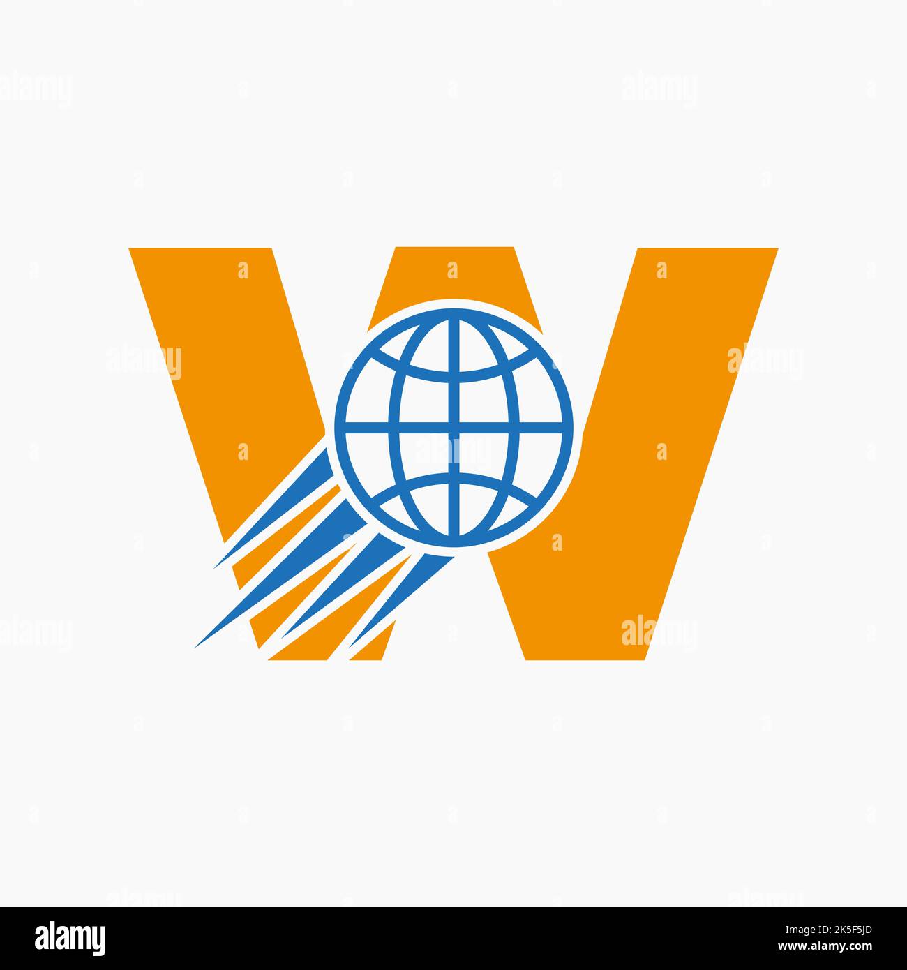 Buchstabe W Global Logo Konzept mit Moving World Symbol. Vektorvorlage Für Symbole Des Globalen Logos Stock Vektor