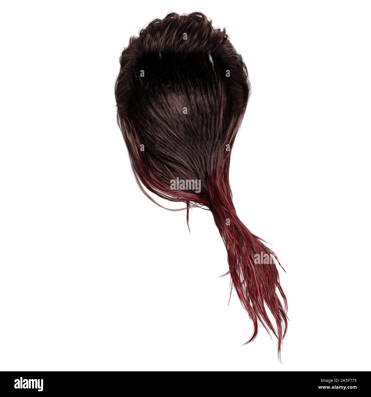 Fantasy lange nasse Haare auf isoliertem weißen Hintergrund, 3D Render, 3D Illustration Stockfoto