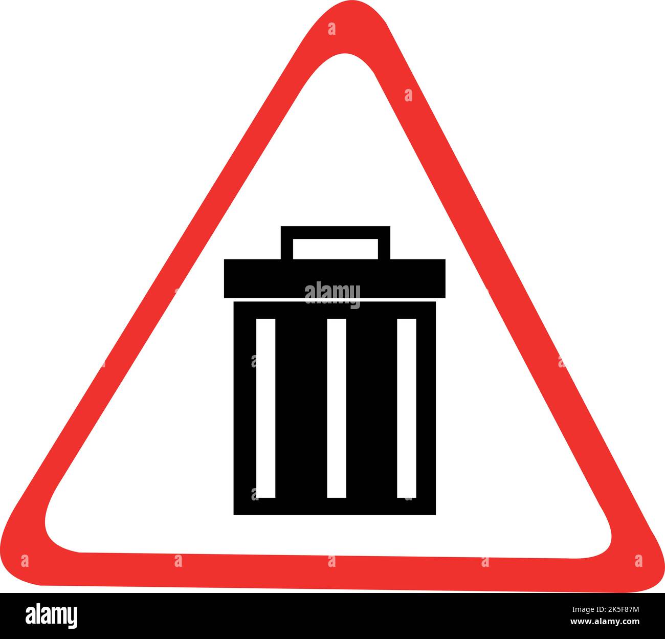 Vektor-Transit-Zeichen Illustration einer Ikone einer Mülltonne auf einer dreieckigen Basis von weißer und roter Farbe Stock Vektor