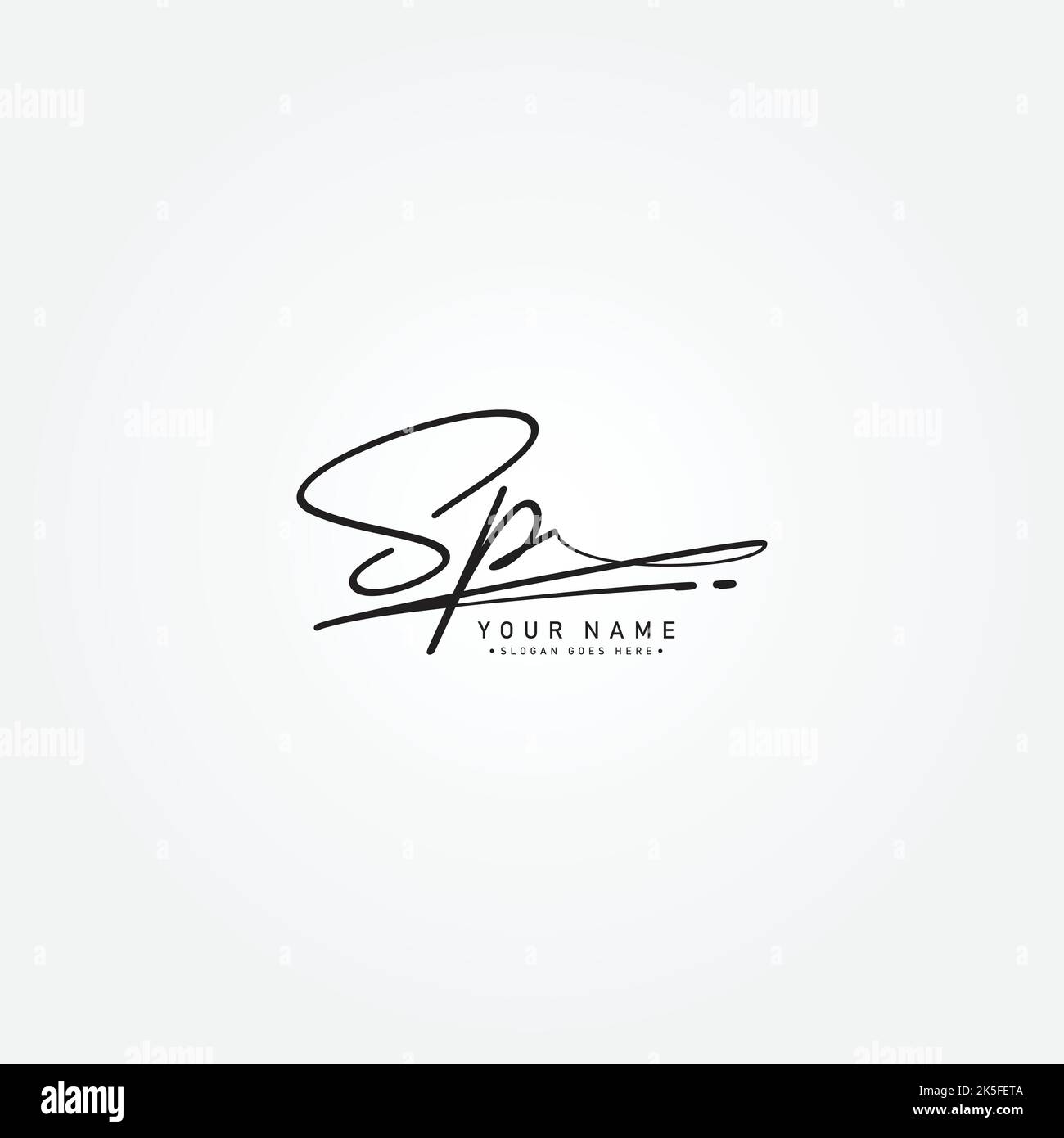 Anfangsbuchstabe SP-Logo - handgezeichnetes Logo im Signaturstil - Signature-Monogramm-Logo Stock Vektor