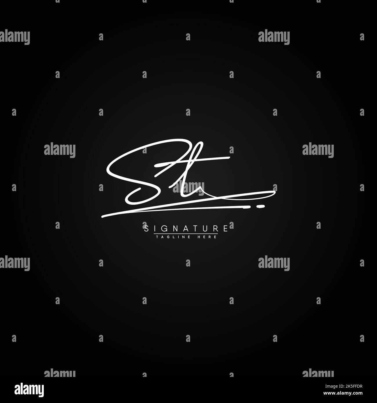 Anfangsbuchstabe ST-Logo - handgeschriebenes Signaturlogo - Signaturlogo Monogramm Stock Vektor