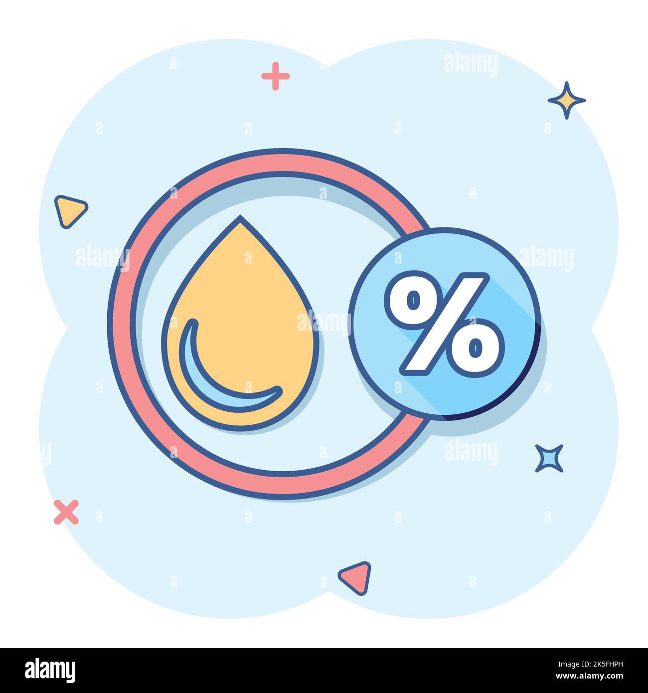 Luftfeuchtigkeit Symbol im Comic-stil. Klima vektor Cartoon Illustration auf weißem Hintergrund isoliert. Temperatur Prognose Geschäftskonzept splash Wirkung. Stock Vektor