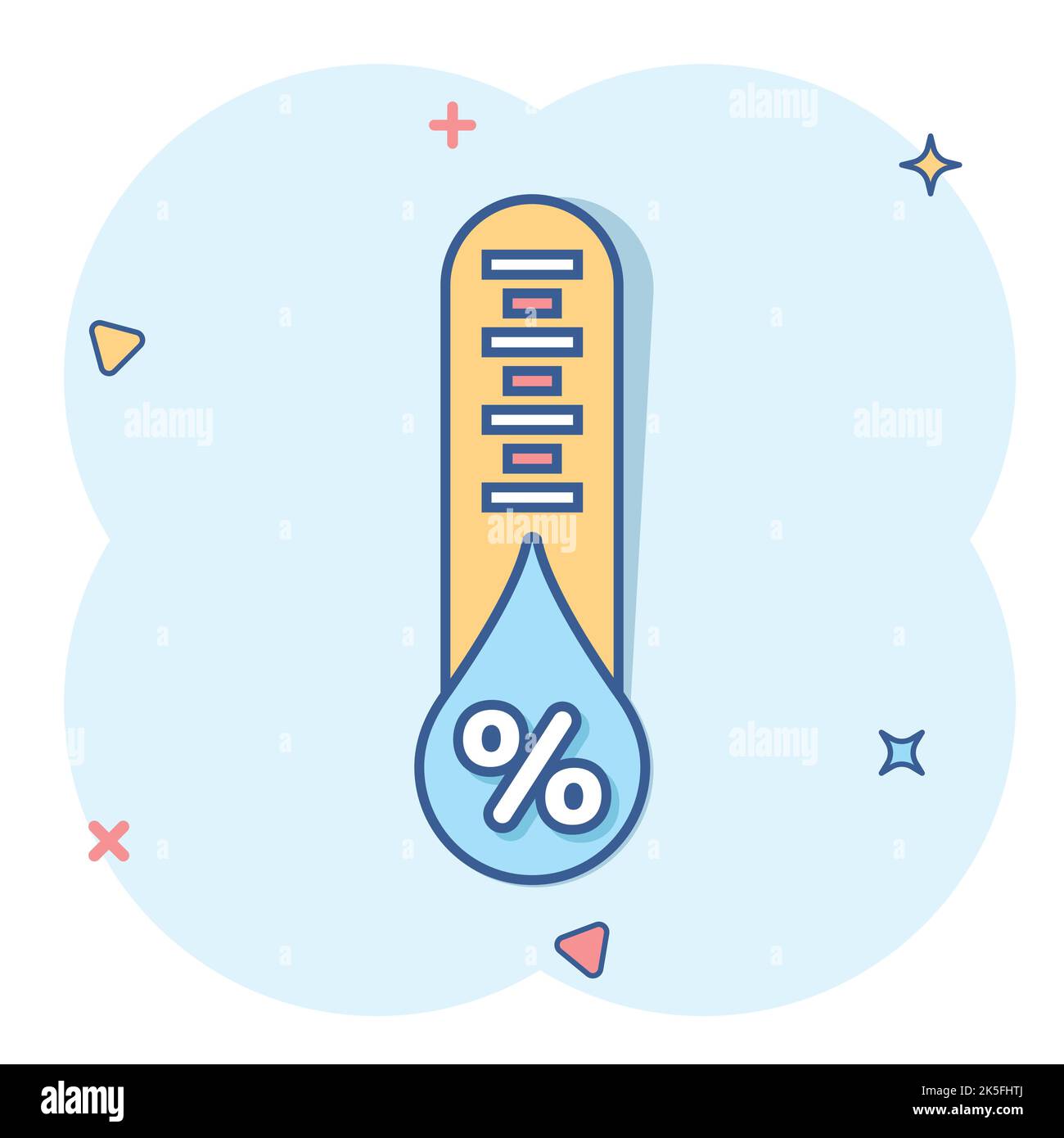 Luftfeuchtigkeit Symbol im Comic-stil. Klima vektor Cartoon Illustration auf weißem Hintergrund isoliert. Temperatur Prognose Geschäftskonzept splash Wirkung. Stock Vektor