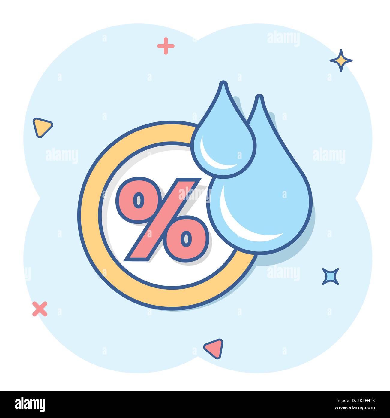 Luftfeuchtigkeit Symbol im Comic-stil. Klima vektor Cartoon Illustration auf weißem Hintergrund isoliert. Temperatur Prognose Geschäftskonzept splash Wirkung. Stock Vektor