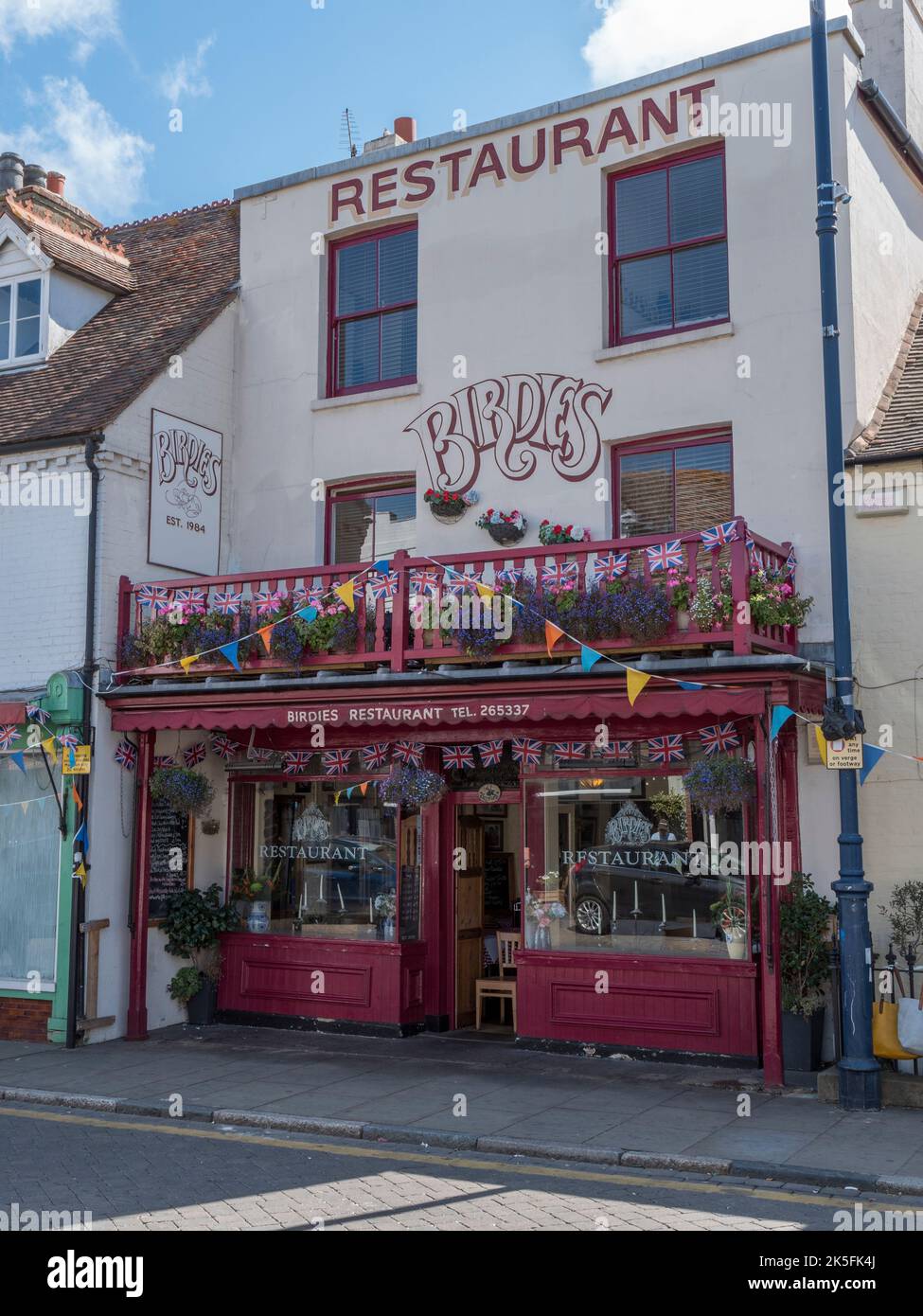 Birdies Restaurant in der Harbour Street, Whitstable, Kent, Großbritannien. Stockfoto