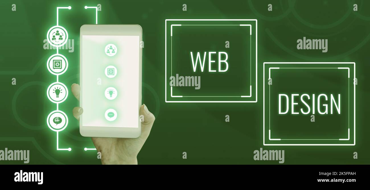 Konzeptionelle Bildunterschrift Webdesign. Business Showcase, der für die Produktion und Pflege von Websites verantwortlich ist Stockfoto