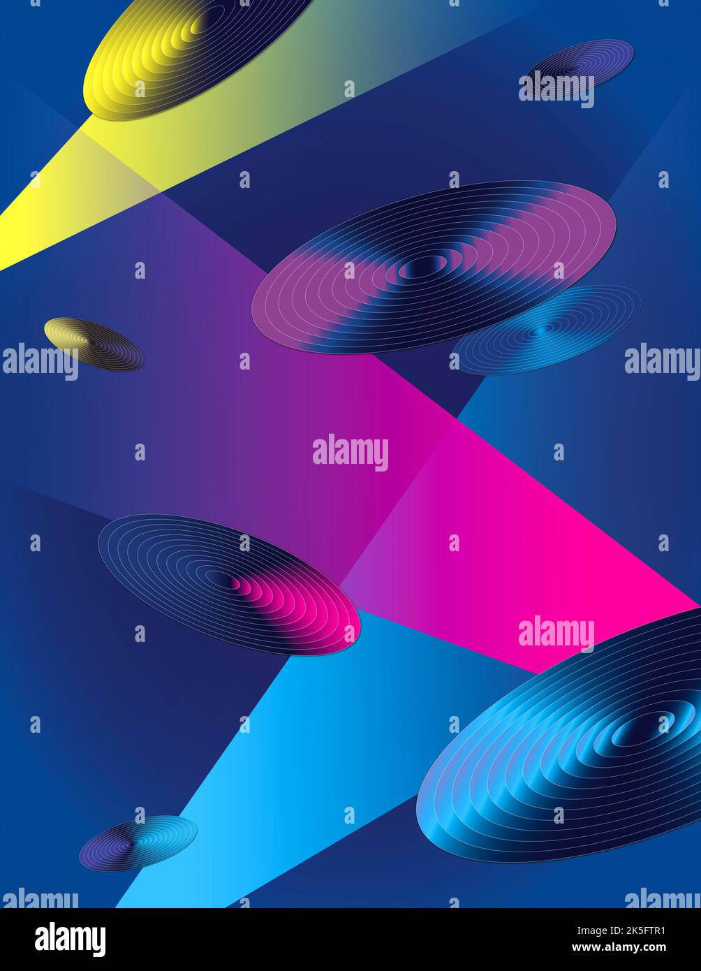 Abstrakter Hintergrund mit Neonlicht und Schallplatte. Stockfoto