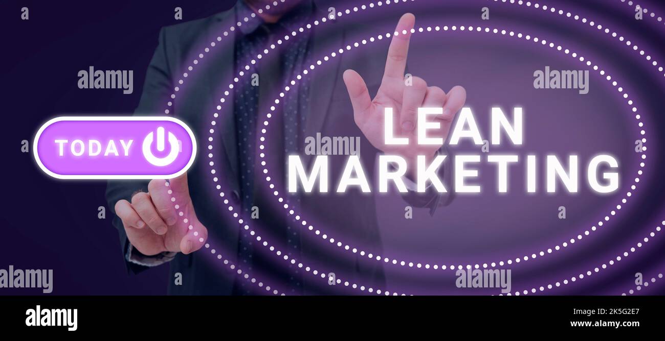 Schild mit Lean Marketing. Internet-Konzept verantwortlich für die Prüfung der Einzelhandelsstrategie und Ort, die fachmännisch funktioniert Stockfoto