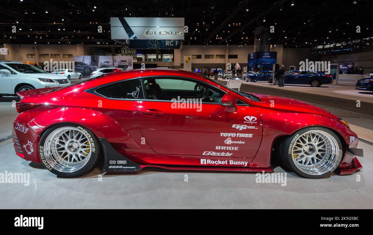 CHICAGO, IL/USA - 13. FEBRUAR 2015: 2015 Lexus RC F Sport Car, Chicago Auto Show (CAS). Stockfoto