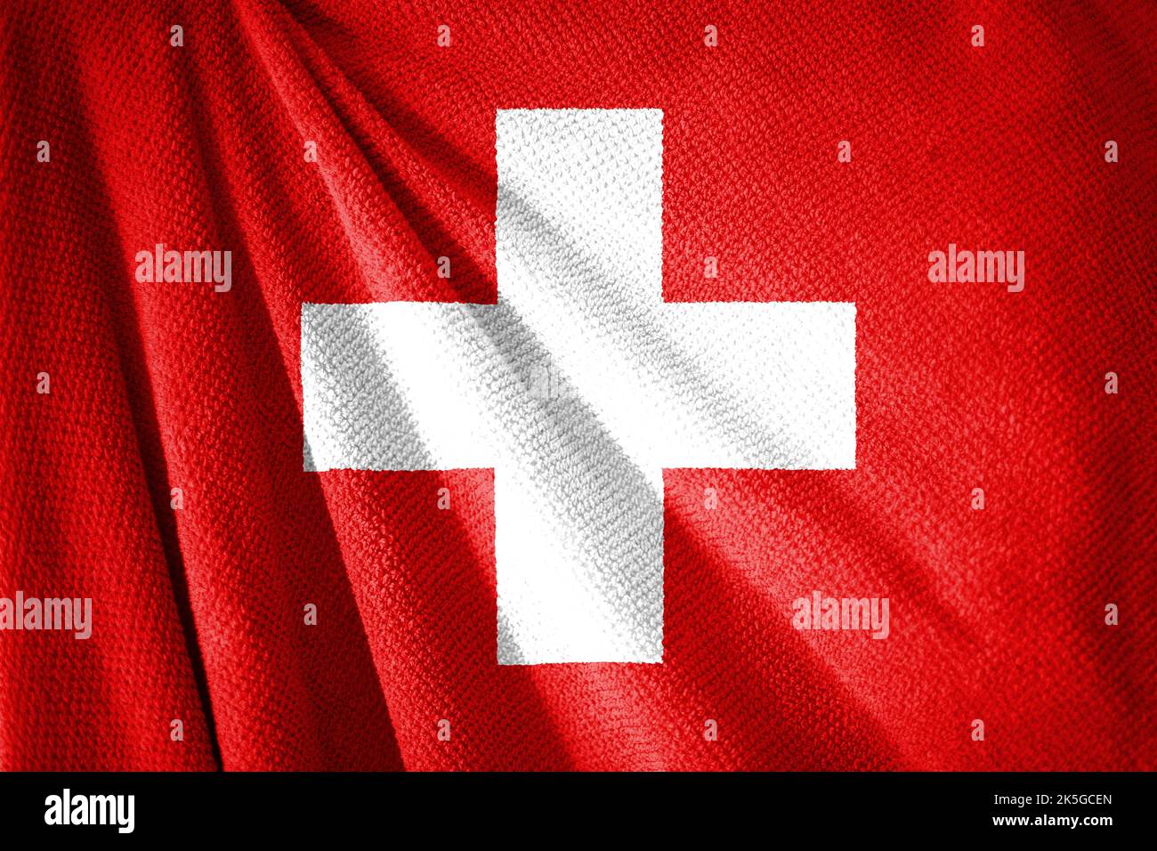 Schweiz Flagge auf Handtuchoberfläche Abbildung mit, Ländersymbol Stockfoto