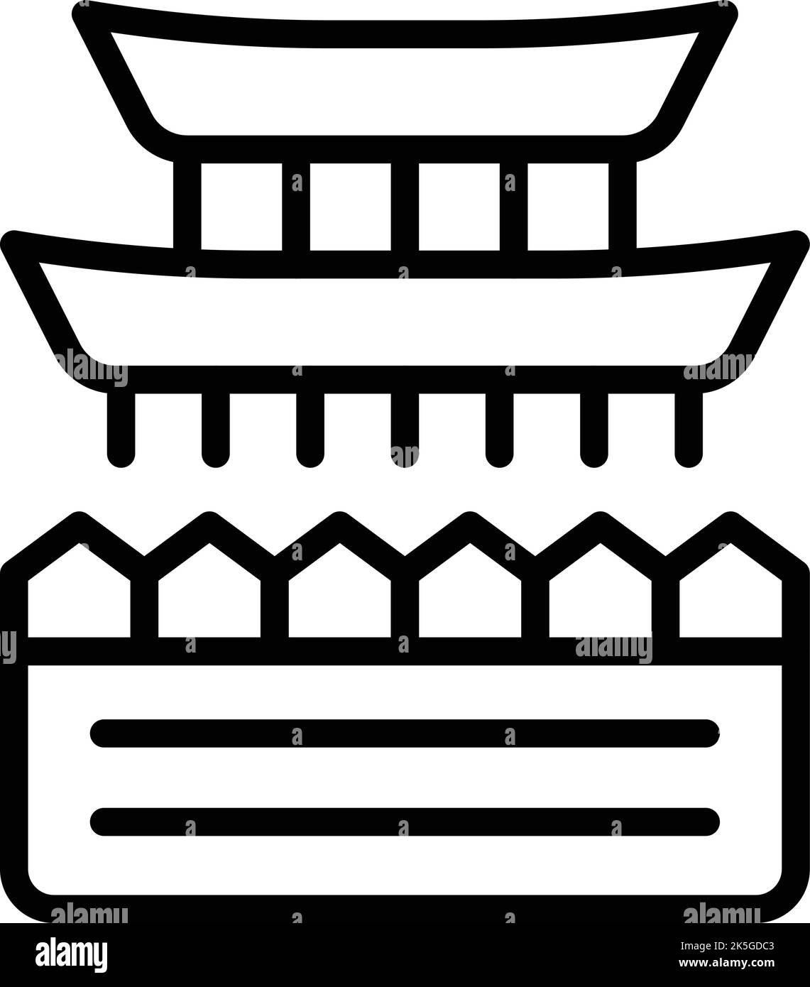 Konturenvektor für Dachgebäude-Symbole. Myanmar Tag. Himmelstempel Stock Vektor