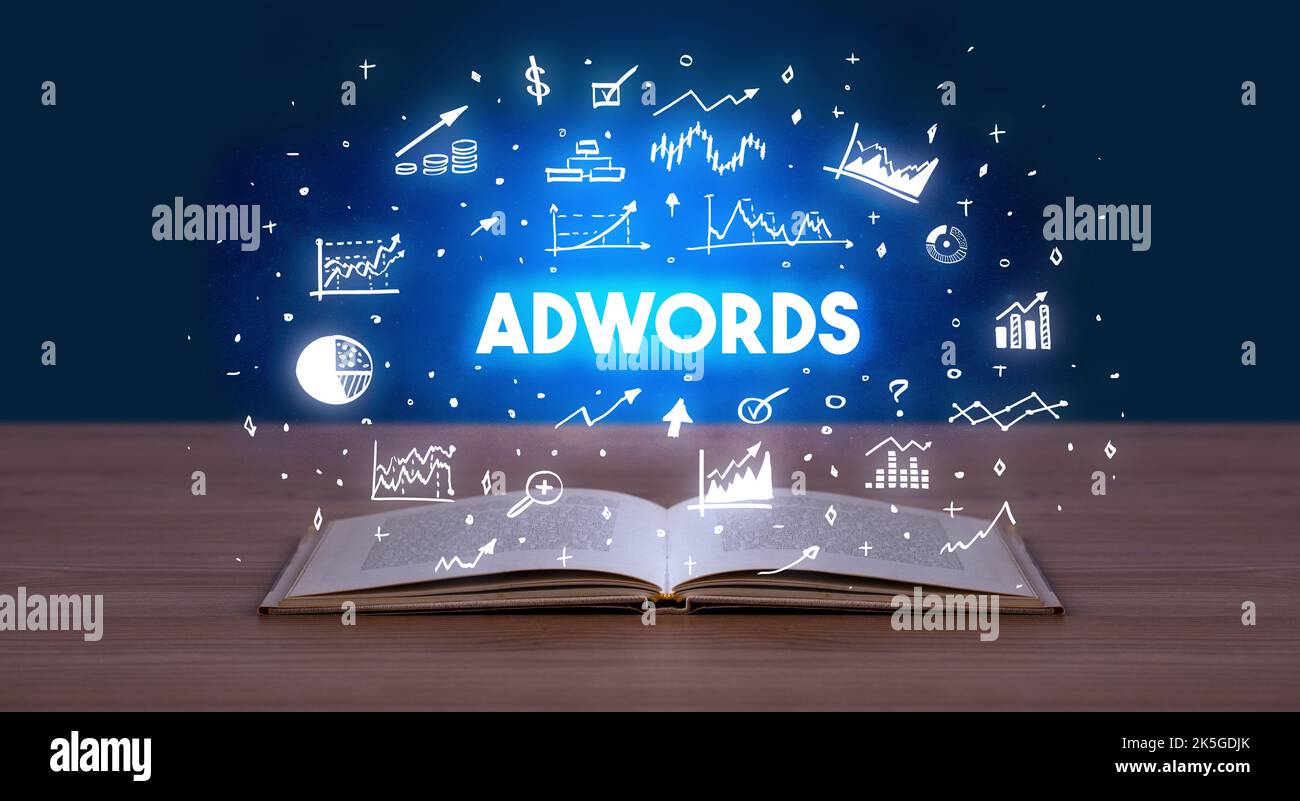 Business Inschrift aus einem offenen Buch Stockfoto